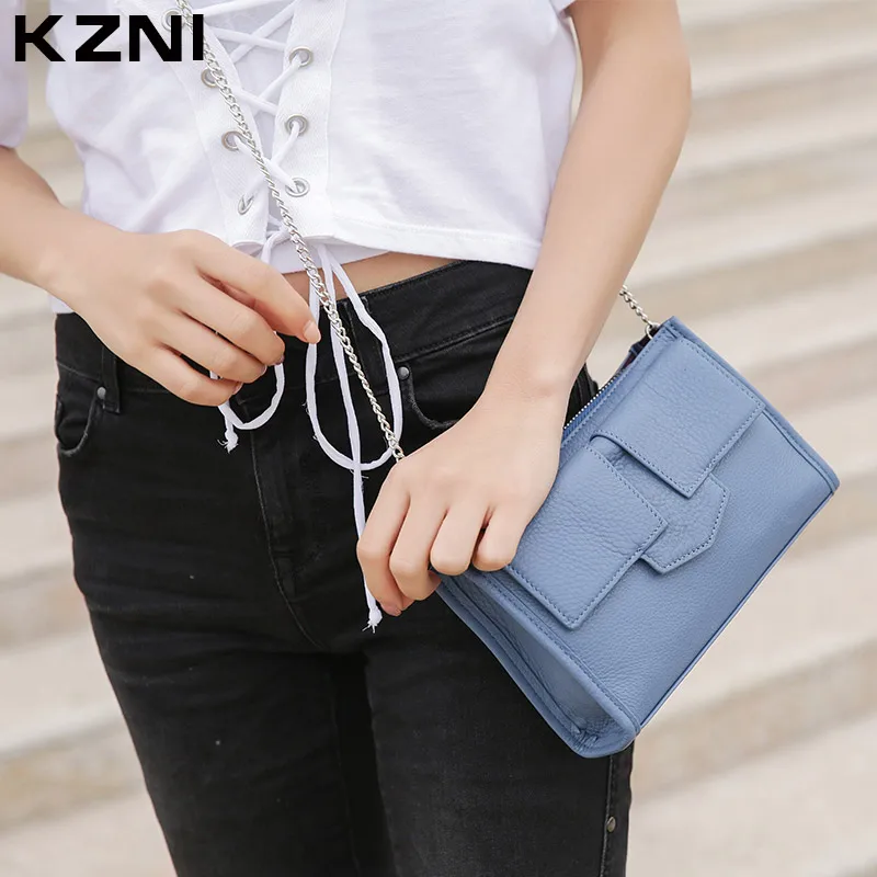

KZNI Ladies Handbag Genuine Leather Cowhide Clutch Woman Bag 2017 Designer Chain Bag Lady 2017 Handbag for Women Sac Femme 2147