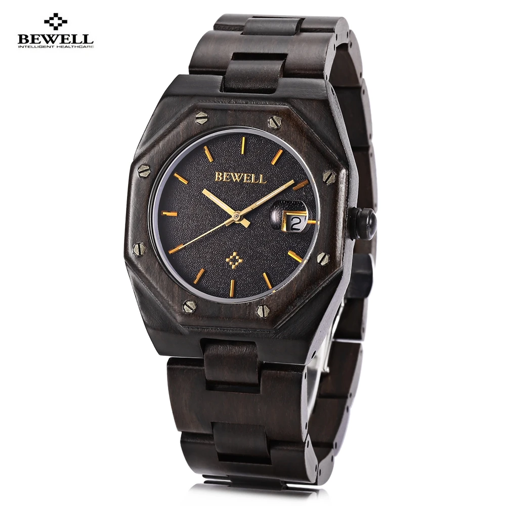 

Bewell ZS - W099A Men Wooden Quartz Watch Date Display Japan Movt Water Resistance Wristwatch