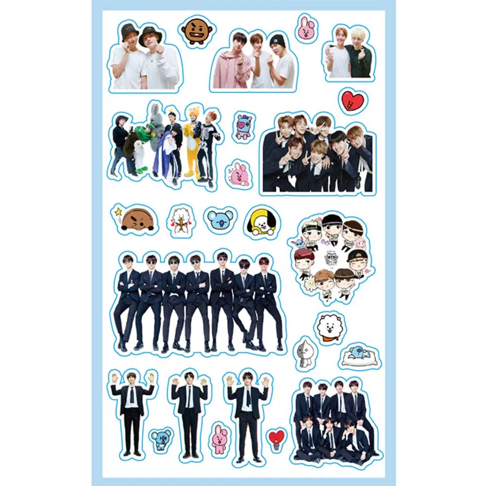 

Kpop Sticker Craft Kpop Self Adhesive Bangtans Pattern Photo Phone Decor Cartoon Unicorn Kpop boys Anime Stickers Pack