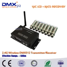 FedEx 2,4 ГГц 1 шт. ЖК-дисплей Беспроводной DMX512 передатчики и 8 шт. DMX512 Беспроводной приемник dmx Освещение для Светодиодный параболический алюминизированный отражатель