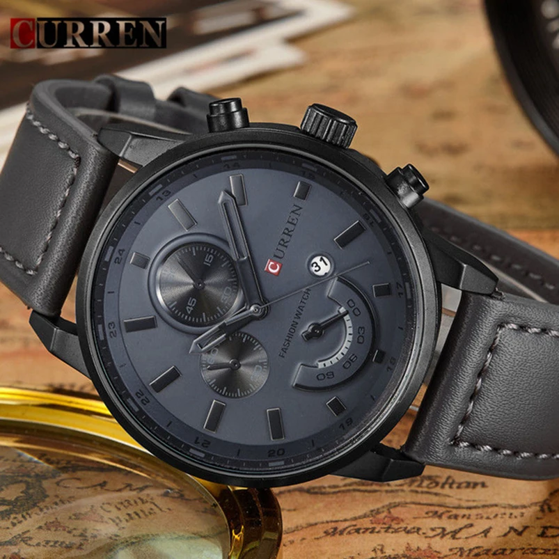 

Men's Fashion Casual Sport Quartz Watch Mens Watches Top Brand Luxury Leather relogio feminino Wristwatch Male Clock CURREN 8217