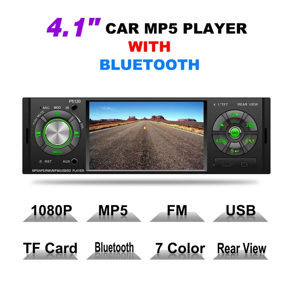 

4.1" Car MP5 Player 1080P HD TFT LCD Bluetooth Music Player FM Radio Rear View AUX IN Multimedia Player Support TF Card