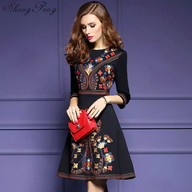 2018 New Mexican Embroidered Dress Woman Black Boho 2018 New Mexican Embroidered Dress Woman Black Boho Chic Dresses Las Tunic Style