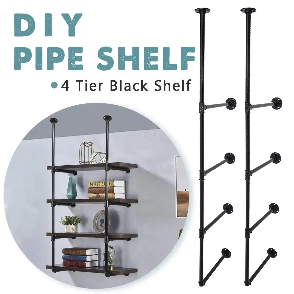 Diy Industrial Retro Style Bookshelf Wall Ceiling Mounted