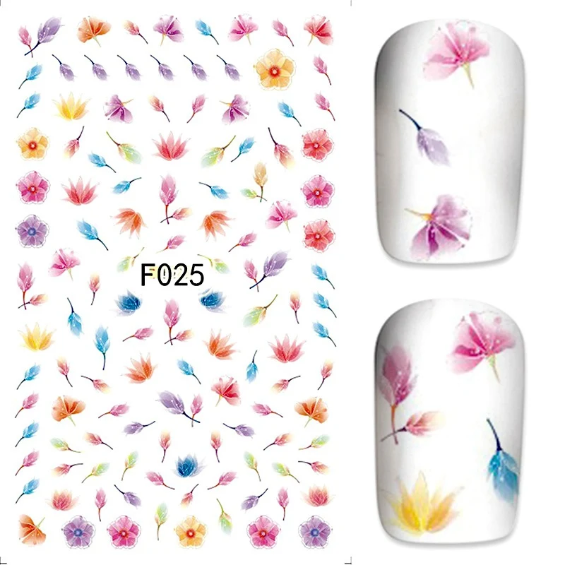1 лист ультра тонкий клей 3D украшение для ногтей Наклейка и таблички красота Цветочный дизайн новое поступление - Цвет: F025