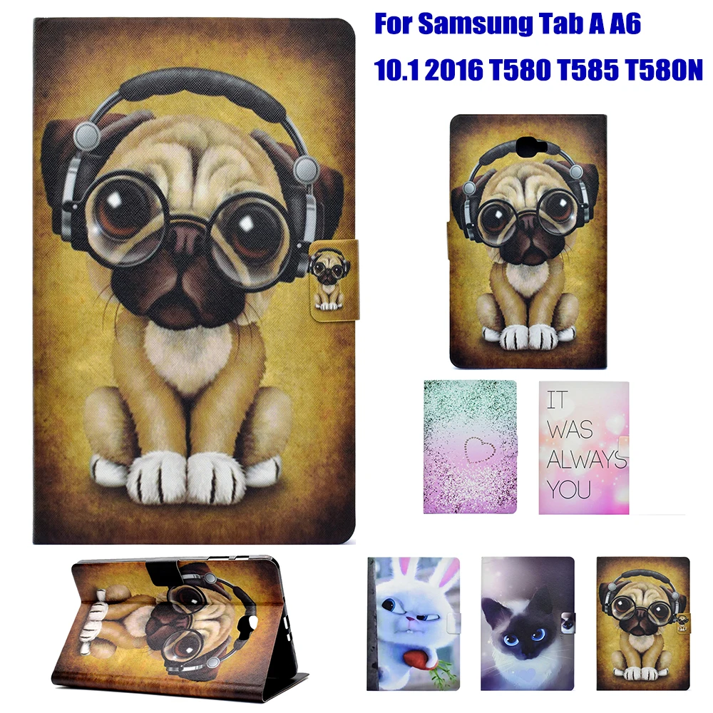 Тонкий чехол для планшета с подставкой Samsung Galaxy Tab A A6 10 1 2016 T580 T585 T580N милой собачкой