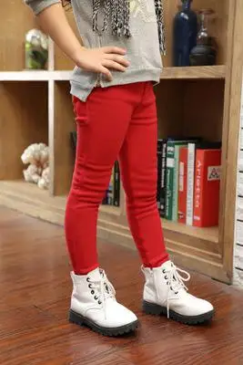 Г. Зимние леггинсы для маленьких девочек, штаны Новые повседневные однотонные плотные леггинсы с длинными рукавами, штаны для девочек, детская одежда, 6p014 - Цвет: Красный