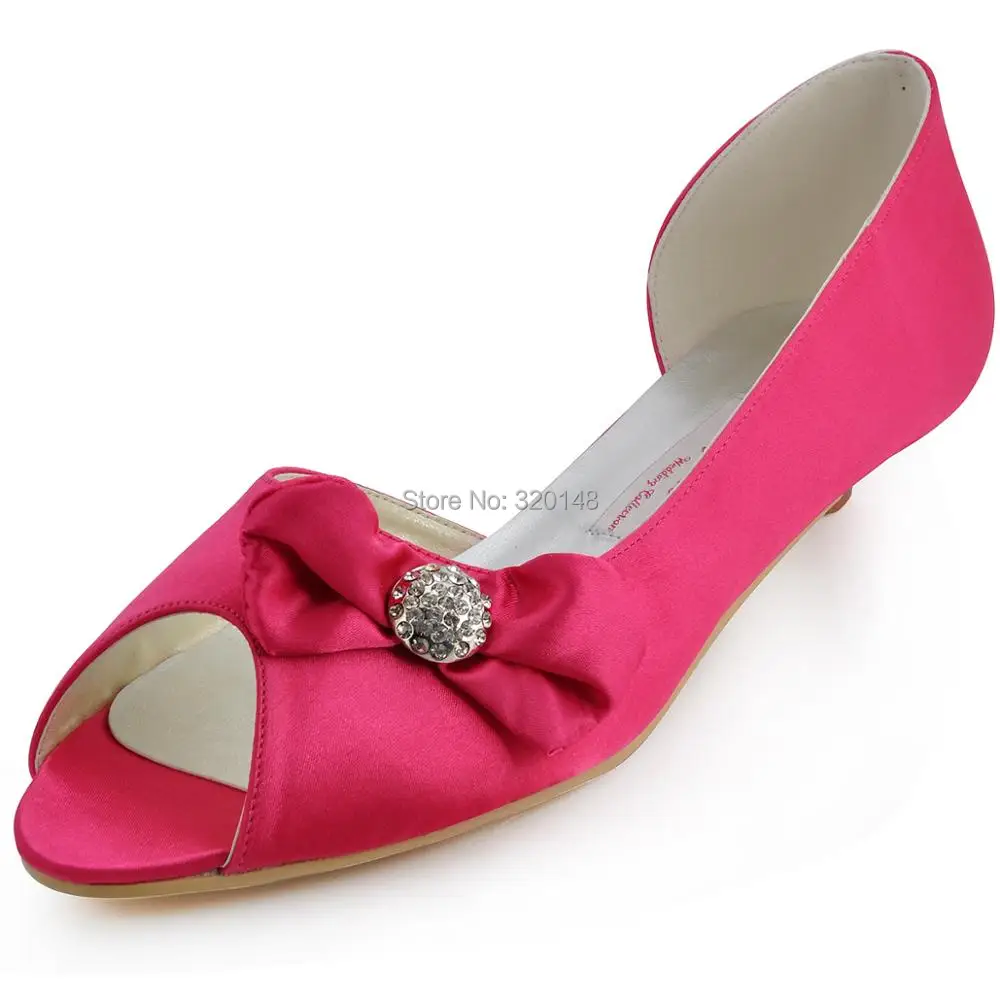 Woman Bridal Wedding Shoes Low Heels Hot Pink Cc60 Peep Toe Size