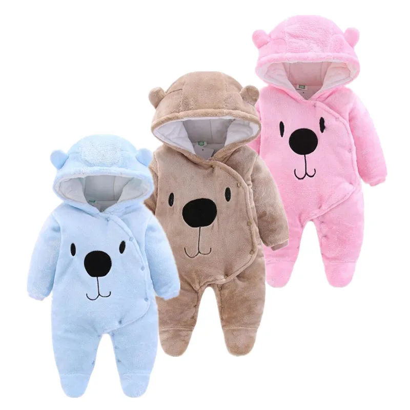 

2023 winter jumpsuit fleece newborn clothing warm boys Girls Baby Animal Rompers , Infantil Clothes For Newborns