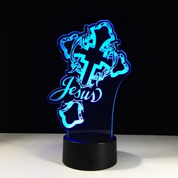 

Thanksgiving Gifts Jesus Cross 3D Light Acrylic Stereo Light Touch 7 Color Night Light