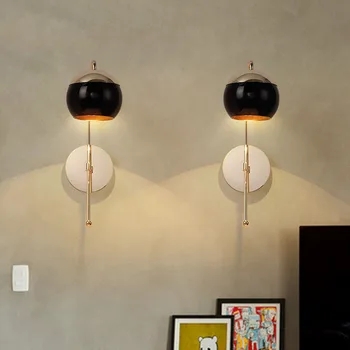 

Nordic Art Black Glass Ball Restaurant LED Wall Lamp Gold Metal Body Corridor Aisle Lights Kitchen Fixtures Wall Lights Lighting