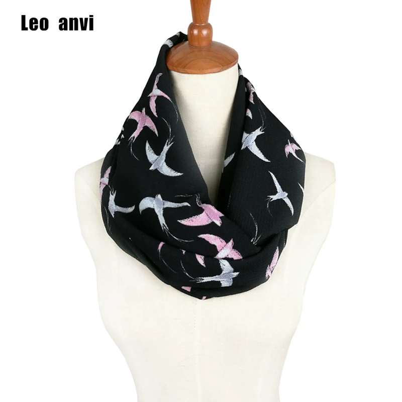 

Leo anvi brand Ladies print Swallow Bird Print Infinity Scarf Snood Women's Loop Party Event Accessories Gift for Her