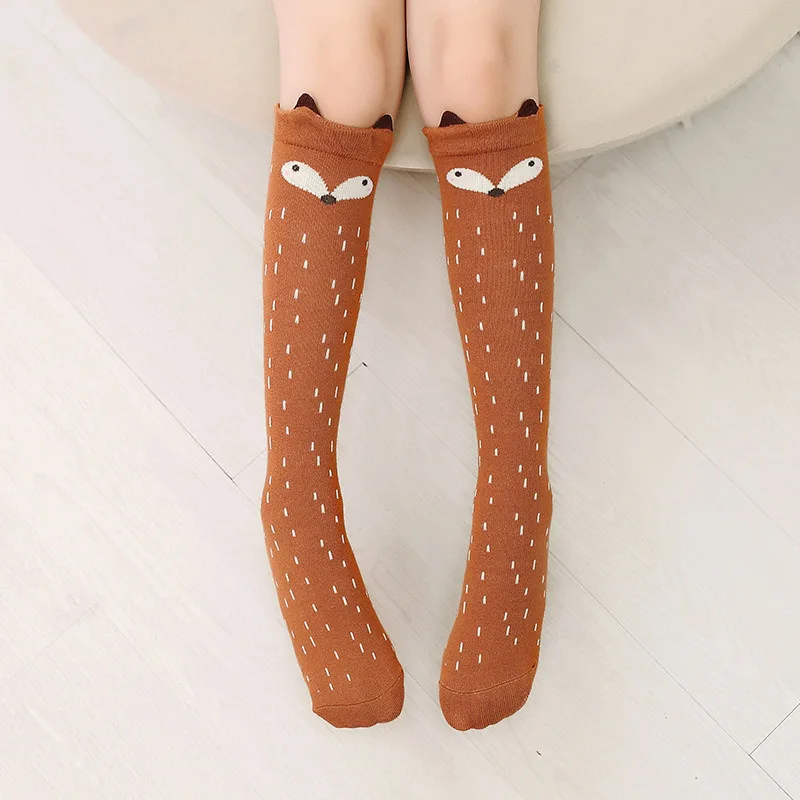 Модные весенние носки без пятки для девочек, 42 см милые длинные хлопковые носки в Корейском стиле с рисунком кота для детей 8-12 лет