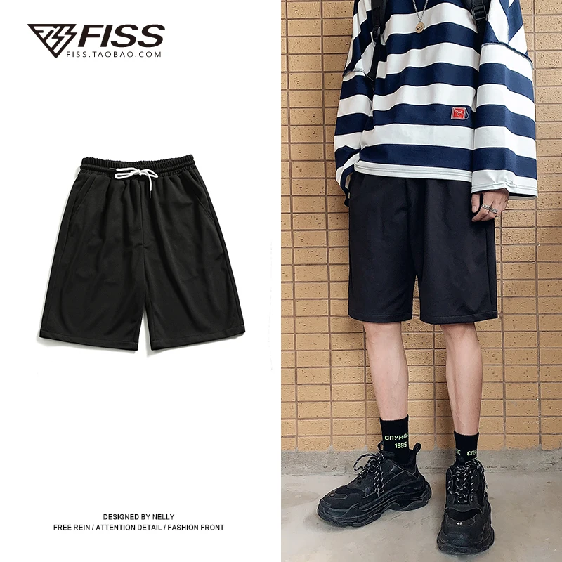 Летняя новая волна Мужская однотонная эластичная лента пять точек носить студенческие дикие Harajuku повседневные шорты Уличная одежда