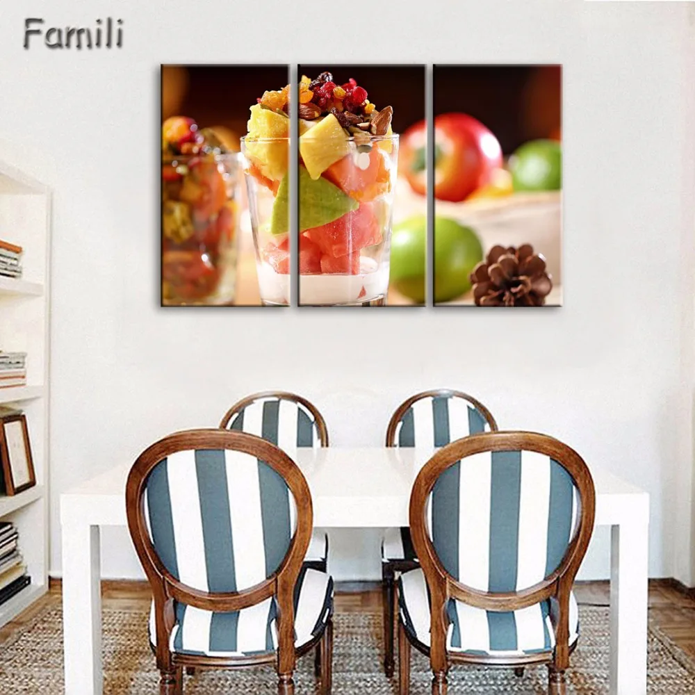 3pcs canvas painting wall Colorful fruit Food Canvas Prints Modern Wall
