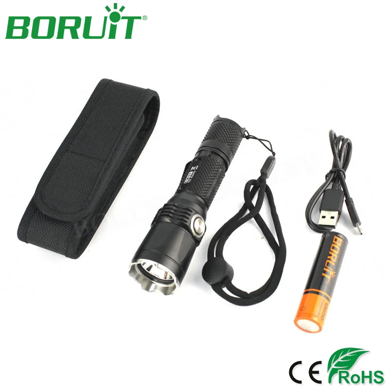 

BORUiT 1180lm L2 LED Flashlight Rechargeable Camping Hunting Flash Light Lamp Waterproof Portable Tactical Torch 18650 Battery