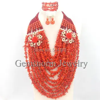 

2017 Luxury African Wedding Beads Jewelry Set Bridal Party Jewelry Sets Free Shipping CNR228