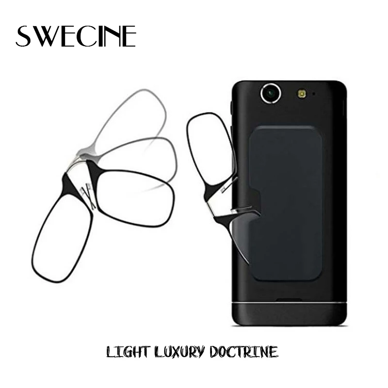 Skup SWECINE Clip Nose Mini okulary do czytania dla kobiet okulary optyczne dla mężczyzn z Box portfel okularów na receptę