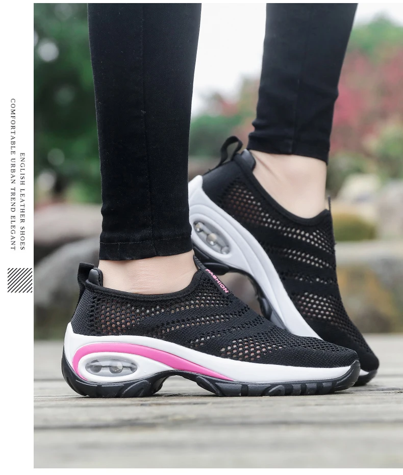 Дышащая спортивная обувь с летящим плетением Женская Удобная обувь без шнуровки женские кроссовки летняя уличная легкая Нескользящая