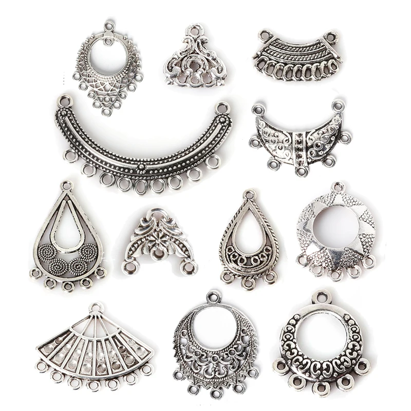 

2~23pcs Tibetan silver pendant connector chain retro national wind diy Jewelry Accessories for women handmade finding making