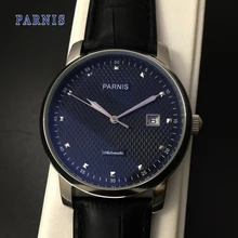 Горячие Продажи 43 мм Parnis Черный Циферблат Серебристый Корпус чайка 2551 Автоматические Движения Часы
