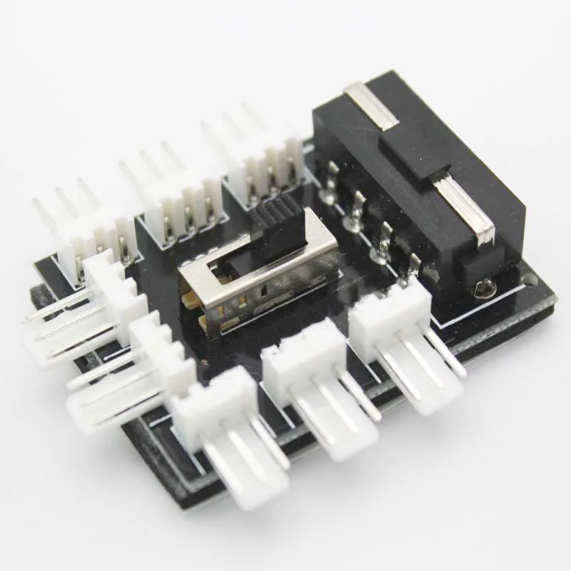 8 Ports 3pin TX3 CPU Cooler / Case  Cooling Fan Power Cable Hub Splitter Adapter w/ 12V/7V Switch,Power Molex 4pin or SATA 15pin