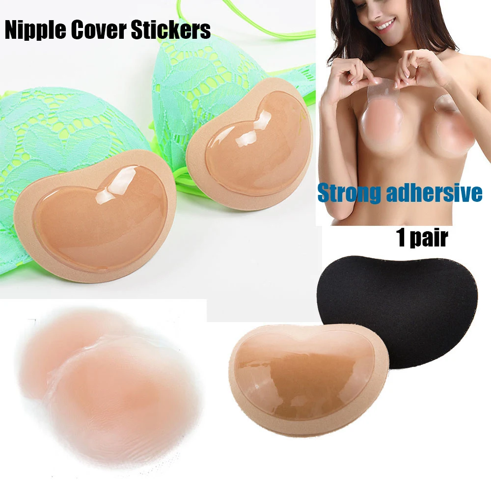 

1 Pair Hot Sale Sexy Skin Invisible Reusable Self Adhesive Women Bra Pads Silicone Nude Breast Nipple Cover Pasties Petals