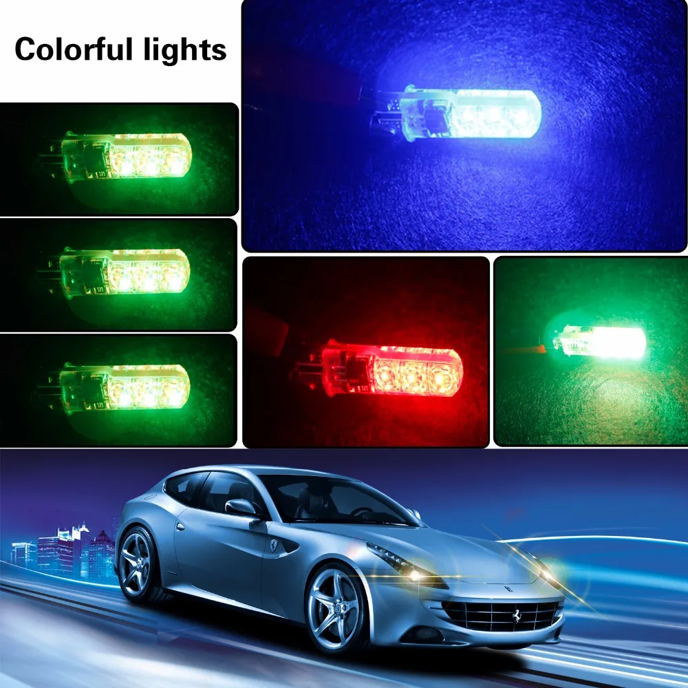 Geetans 2 шт. Автомобильные фары T10 W5W 5050 светодиодный RGB автомобильный Стайлинг лампы