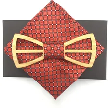 Новая мода резьба деревянный галстук-бабочку аксессуары Творческий Дерево бабочка мужские и женские галстук 3 стиль набор мужчины галстук карман квадраты