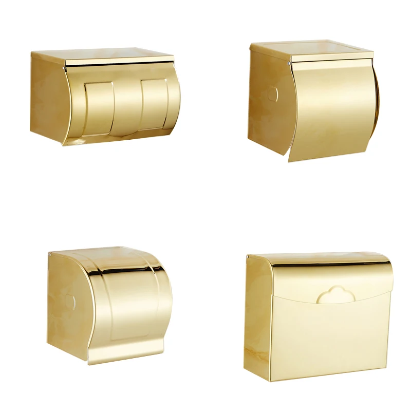 ステンレス製バスルームペーパーホルダー,棚付き携帯電話ホルダー,ゴールドタオル掛け,トイレットペーパーホルダー,ティッシュボックス