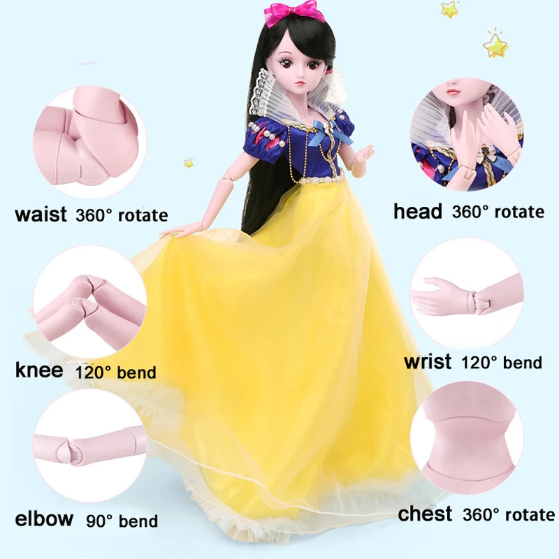 Кукла Снежная белая 60 см 1/3 Bjd полный комплект 19 шарнирных 3D глаз игрушка
