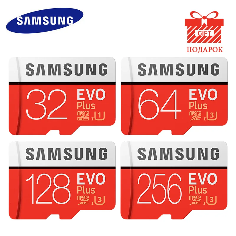 Samsung 32 Гб 64 Гб Micro SD карта памяти EVO Plus 128 ГБ 256 Гб класс 10 TF карта C10 SDHC/SDXC UHS-1 Sdcard Carte sd tarjeta