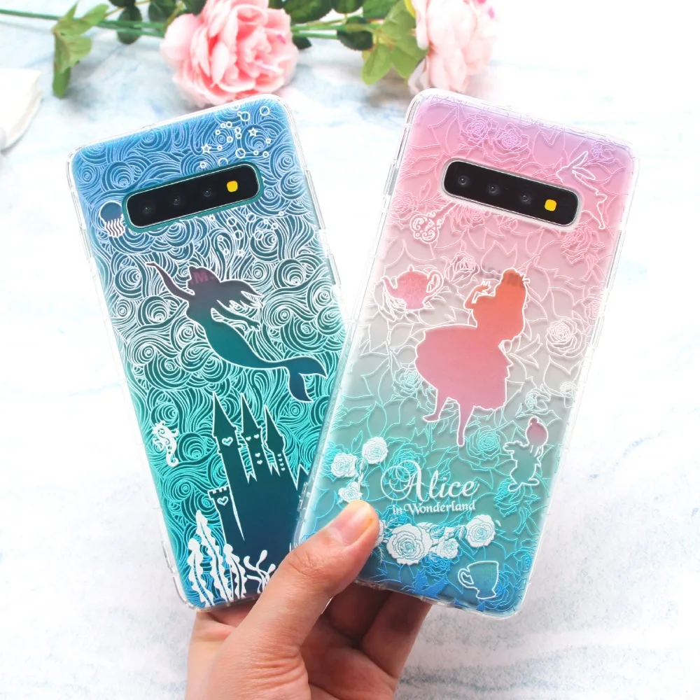 

For Samsung Galaxy S10 S10 Plus S10E S9 S9 Plus Case Alice Mermaid Painting Soft Silicon Back Cover Case Cute Transparence