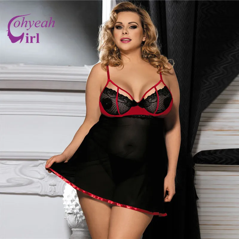 Кружевное нижнее белье Babydoll 7XL/6XL/5XL сексуальные прозрачные ночные рубашки RW80245