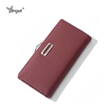 

YBYT brand 2018 new women wallet long style buckle metal solid color purses high quality clutches wallet ladies card package
