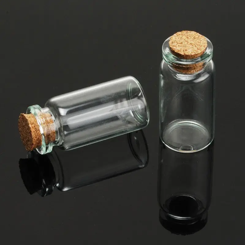 

10pcs Cute Mini Clear Glass Bubble Bottles Vials Jars Containers with Cork Stopper, Small Wishing Bottle, 45mm Height -10022554