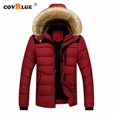 Covrlge Зимняя Толстая Мужская парка с меховым капюшоном, бренд, новая парка, пальто, мужская пуховая теплая мода, большие Азиатские размеры, M-4XL 5XL MWM076
