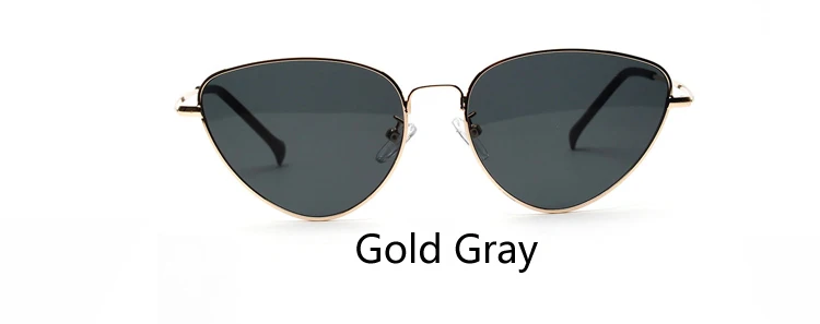 Ralferty Винтаж «кошачий глаз» Женская металлическая под золото очки UV400 Солнцезащитные очки женские красные Карамельный цвет очки с дизайном «кошачие глаза» A1747 - Цвет линз: Gold Gray