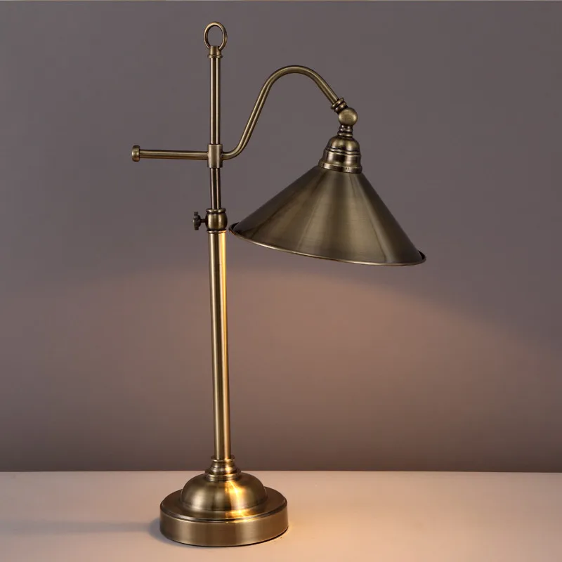 

Simple American RH Wrought Iron Table Lamp Creative Rotatable Cover Burner Bedroom Study Office Led Table Light Free Shipping