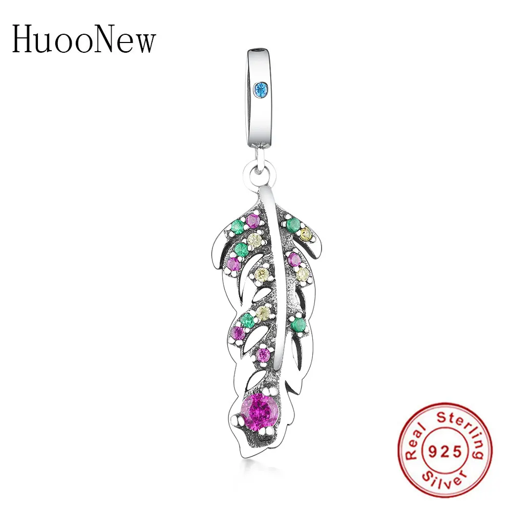 

Color Crystal CZ Bird Hair Feather Bead Dangle Fit Original Pandora Charms Bracelet 925 Sterling Silver Jewelry Pendant Berloque