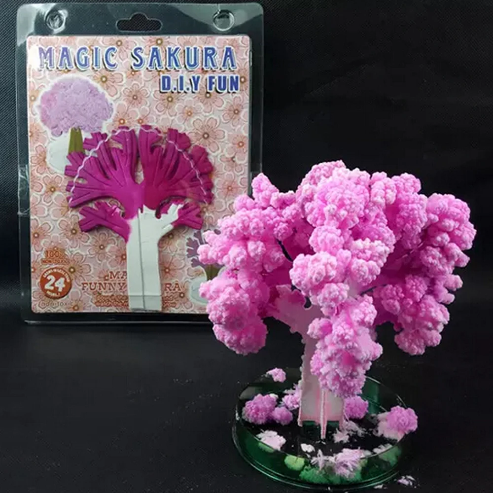 

20PCS 2019 14Hx11Wcm Pink Big Magic Paper Japanese Sakura Tree Mystic Growing Trees Kit Desktop Cherry Blossom Kids Toys Novelty
