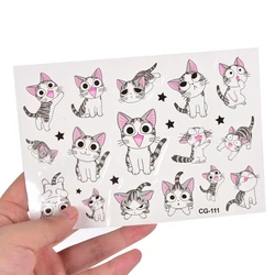 1 Sheet Cat Emotion Butterfly Temporary Tattoo Sticker 15.5x10.9cm Body Art Water Transfer Fake Flash Taty Stickers