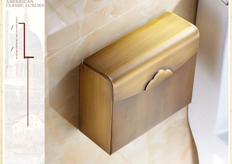 Держатели для бумаги Античная латунная коробка для туалетной бумаги WC бумажная стойка Водонепроницаемая закрытая крышка аксессуары для ванной комнаты настенный держатель HF50