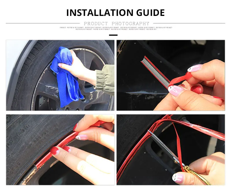 Car Styling Mouldings Strip Wheel Rim Sticker Trim Chrome Decoration Auto Tire Rim Hub Strip Protector Exterior Car Accessories (8)