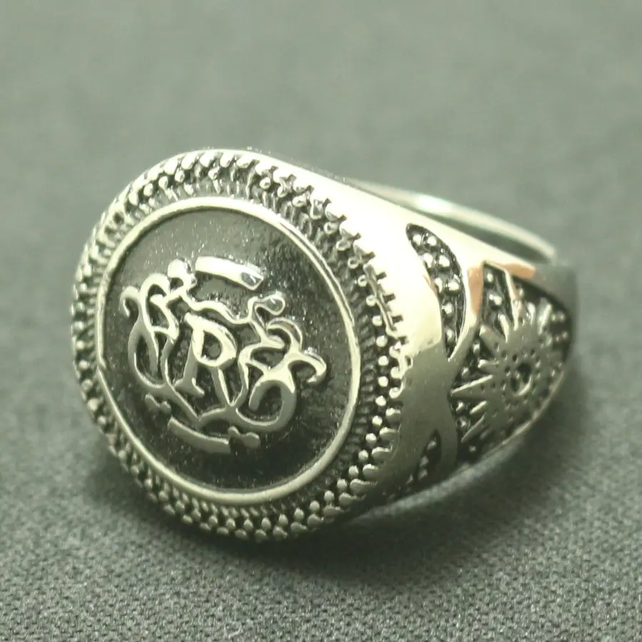 Mens Boys 316L Stainless Steel R Letter Round Cool Ring Free Shipping