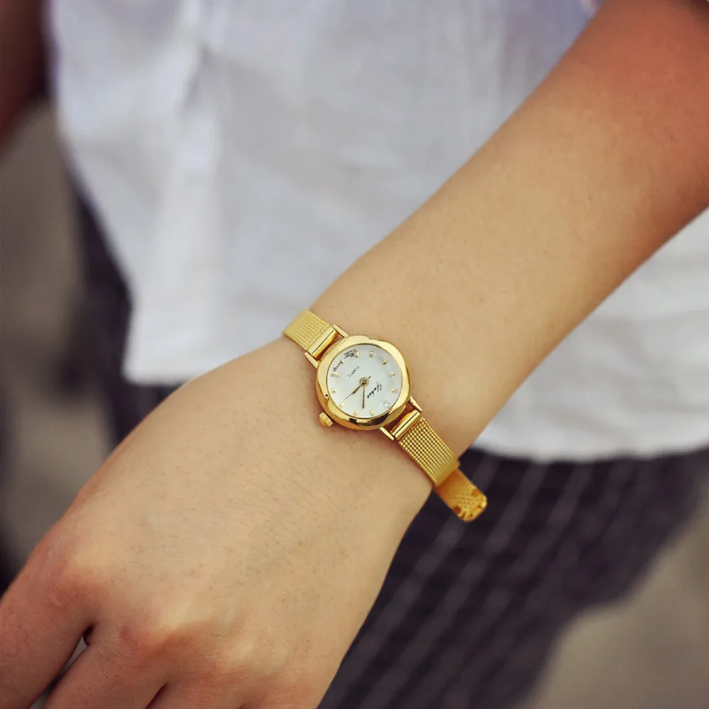 

2019 New fashion casual watches Women Quartz Analog Wristwatch Lady Female Golden Mesh Strap Dress Bracelet Watches DropShipping