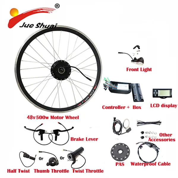 250 W/350 W/500 W электрический велосипед мотор комплект без Батарея светодиодный/ЖК-дисплей Дисплей моторизированное колесо для велосипедная ступица MTB мотор Байк, способный преодолевать Броды комплект - Цвет: 48V500W LCD Display