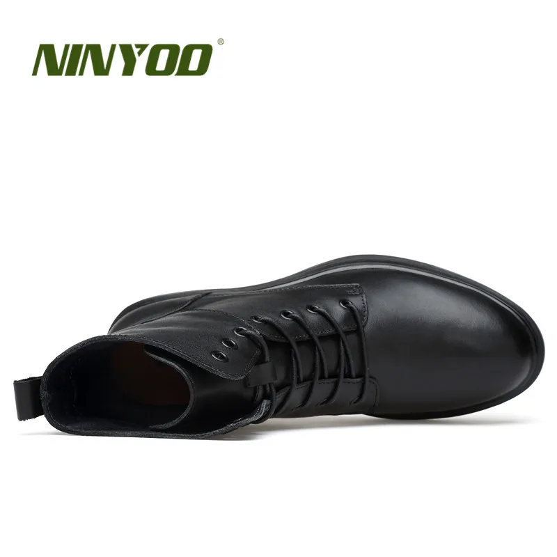 NINYOO/Новые мужские зимние ботинки Martin рабочие ботинки из натуральной кожи теплые водонепроницаемые уличные зимние ботинки Amry, большие размеры 35-49