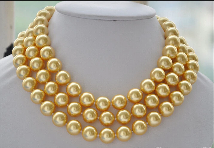 

Free shipping >>>>>z5312 12mm golden round SOUTH SEA SHELL PEARL NECKLACE 50inch