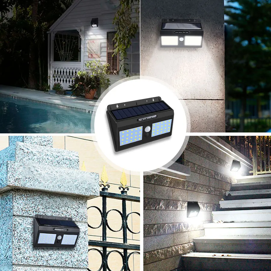 

1200 mAh Solar LED Lamp With PIR Motion Sensor 20 40 LEDs SMD 2835 COB Solar LED Diode Wall Lamp For Porch Outdoor Garage
